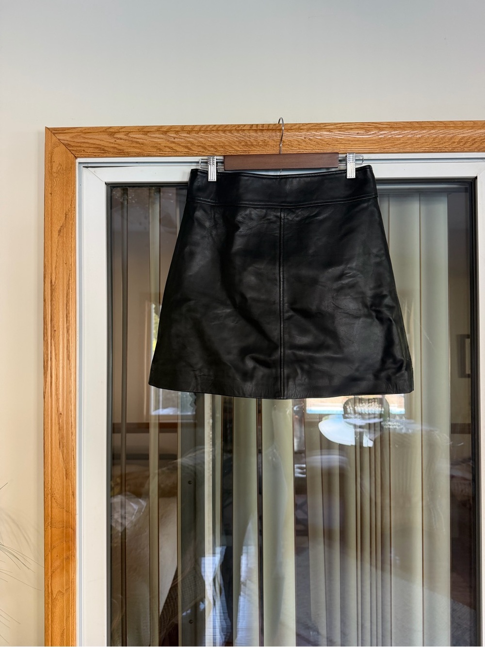 NWT Sezane Neli Black Leather Mini Skirt